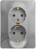 Розетка с заземлением Systeme Electric Glossa 1-м. 2 мод. алюминий картинка